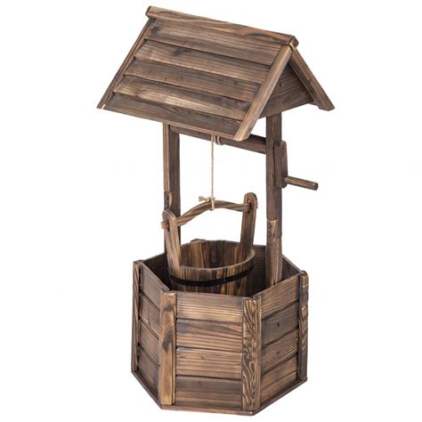 New Outdoor Wooden Wishing Well Bucket Flower Plants