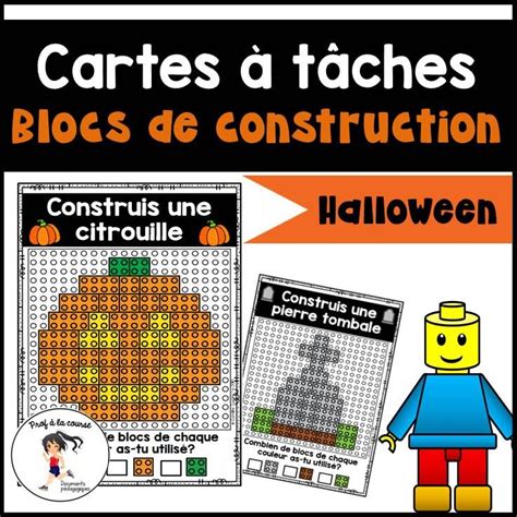 Tâches Sur Les Os Après 4 Ans D'halloween - Building Blocks Task Cards / Blocs de construction - Cartes à tâches