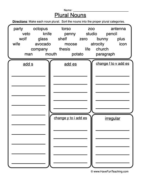 Sorting Plural Nouns Worksheet By Teach Simple