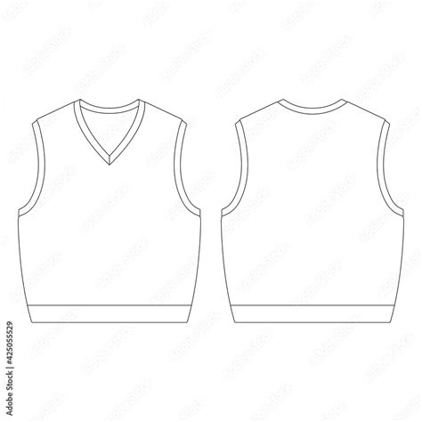 Template V Neck Sweater Vest Vector Illustration Flat Sketch Design