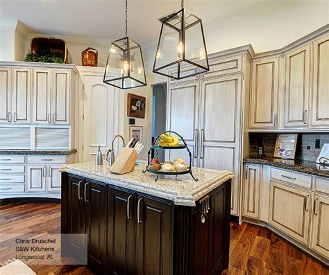 Plans for building kitchen cabinets from. Off White Cabinets with a Dark Wood Kitchen Island - Omega