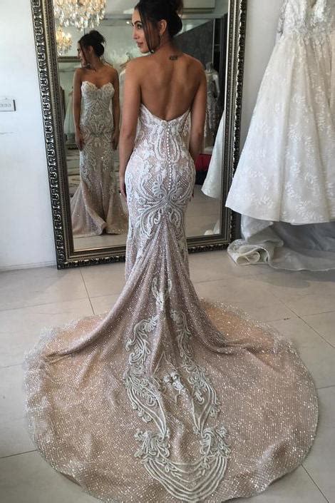 Buy Cute Mermaid Ivory Lace Appliques Sweetheart Strapless Wedding
