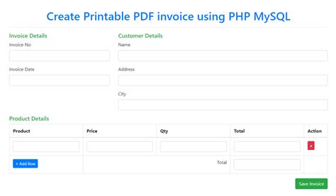 How To Create Printable Pdf Invoice Using Php Mysql