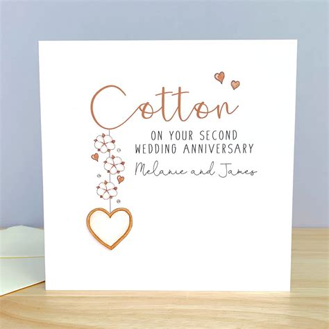 Personalised Cotton Wedding Anniversary Card 2nd Anniversary Etsy In