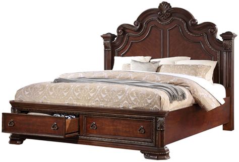 Riviera Brown Cherry King Storage Panel Bed From Emerald Home Coleman Furniture