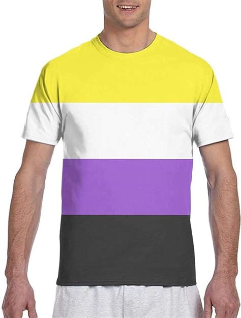 Non Binary Pride Flag Men S Full Print T Shirts Short Sleeve Latest Fashion Workout Tee Shirts