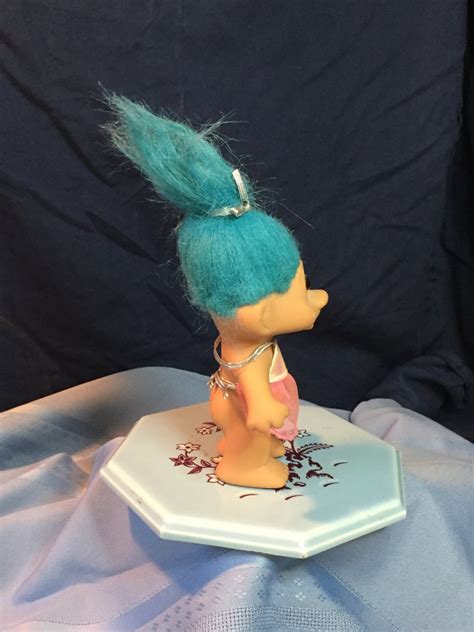 Vintage Troll Doll Light Blue Hair Tnt Troll 1991 Ponytail Etsy