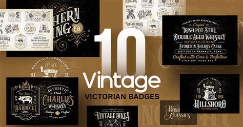 10 Vintage Victorian Badges Masterbundles