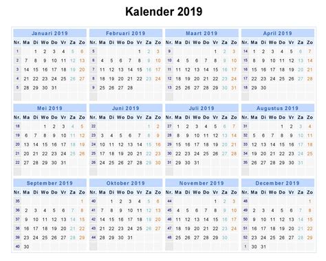 Kalender 2019 Calendar With Week Numbers Calendar Printables Excel