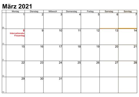 Es gibt viele feiertage im monat sommerferien 2021 bayern kalender. Monatskalender März 2021 Zum Ausdrucken Kostenlos ...