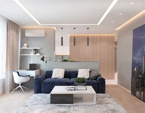 Modern Apartment Concept With Modern Color Scheme And Natural Wood