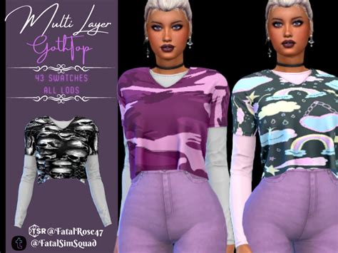 The Sims Resource Multi Layer Goth Top