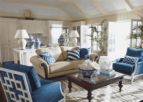 Navy Blue And White Living Room Beige Wood Rustic Coffee