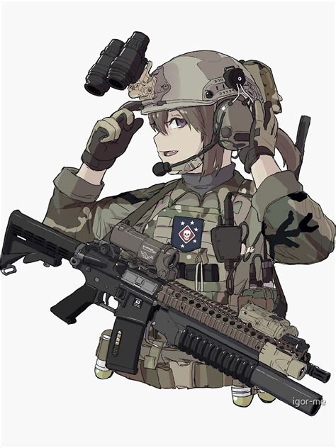 Military Anime Girl Special War Sticker For Sale By Igor Me Redbubble