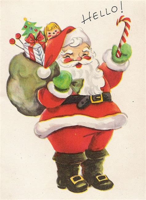 Christmas Illustration 933 Vintage Christmas Cards Santa Claus With