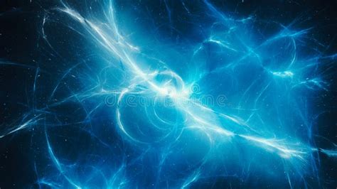 Blue Glowing High Energy Plasma Force Field In Space Abstract