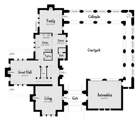 Courtyard Castle Plan With 3 Bedrooms Tyree House Plans Castle