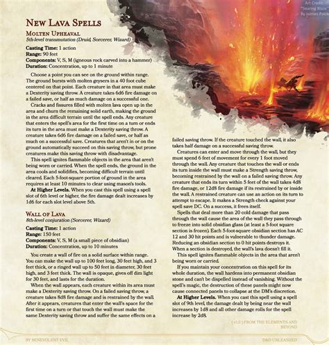 New Spells Molten Upheaval Wall Of Lava — Dnd Unleashed A Homebrew