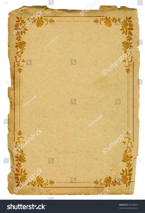 Old Paper With Border Roses Stock Photo 92156674