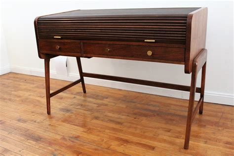 Inspire productivity with modern desks, office chairs, storage, and even desk lamps. Sligh Lowry Vintage Mid Century Modern Walnut Roll Top Desk | An Orange Moon - Mid Century ...