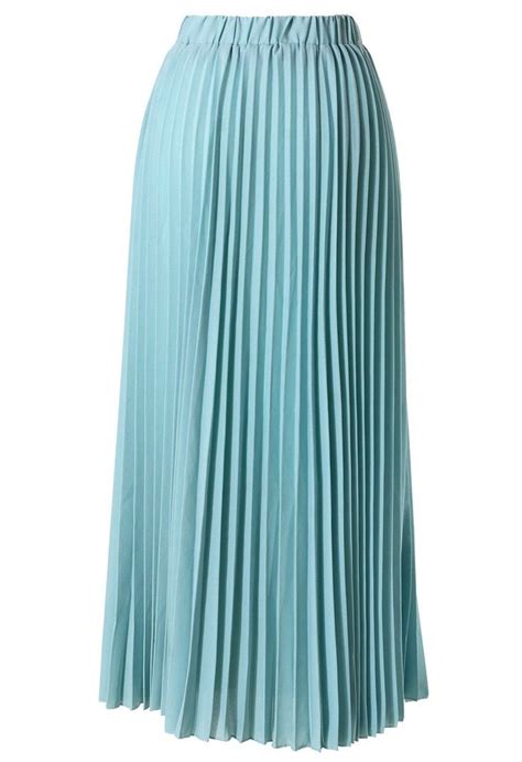 Chiffon Seafoam Pleated Maxi Skirt Long Blue Skirts Long Green Skirt