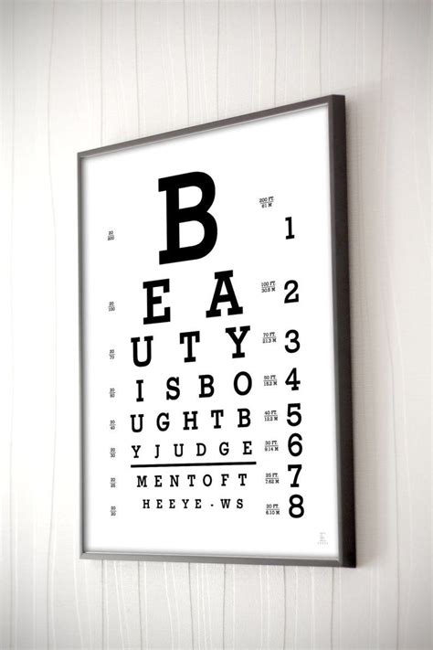 Snellen Eye Chart Print Lettering Typography Custom Eye Chart Etsy