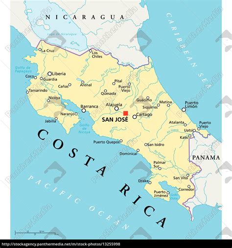 Mapa Político De Costa Rica Stockphoto 13255998 Agencia De Stock