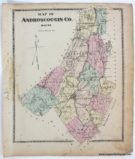 1873 Map Of Androscoggin Co Maine Antique Map Maps Of Antiquity