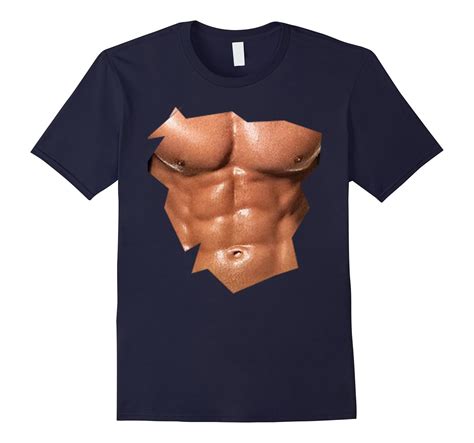 Mens Chest Six Pack Abs Funny Fake Abs Muscles T Shirt Realistic