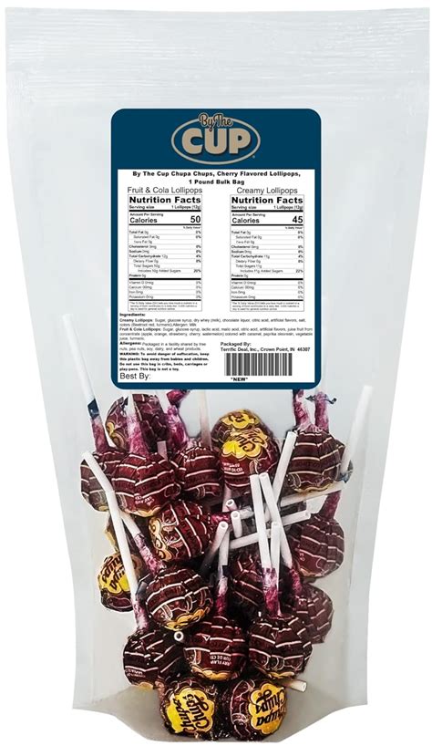 By The Cup Chupa Chups Cherry Flavored Lollipops 1 Pound