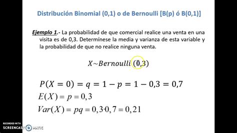 Ejemplo Distribución Bernoulli y Distribución Binomial YouTube