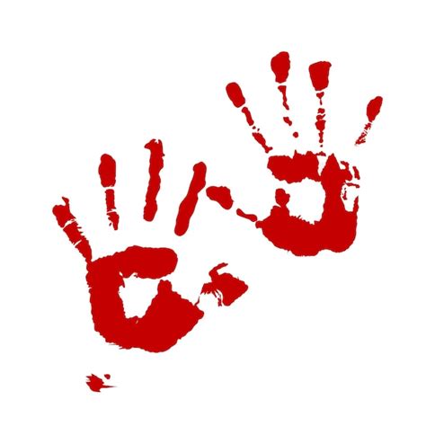 Premium Vector Vector Red Bloody Hand Stamp Paint Hand Print
