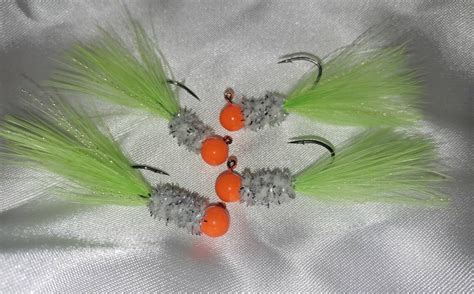 4 Pack Of Hand Tied Crappie Jigs Round Heads Freezer Filler Etsy