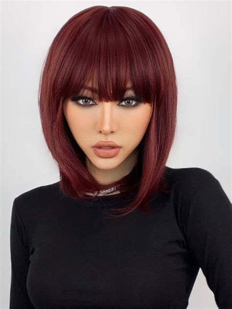 Short Straight Synthetic Wig With Bangs Shein Usa