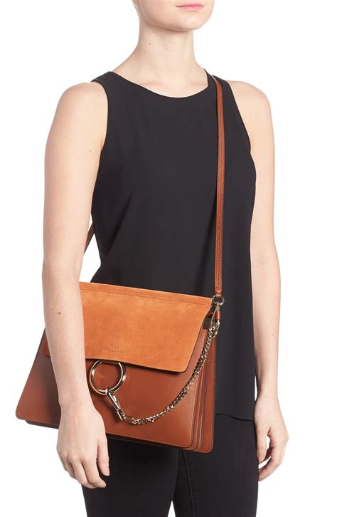 Chloé Faye Medium Leather And Suede Shoulder Bag Lyst