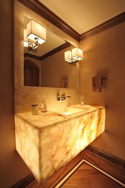 The Floating Onyx Vanity With Backlighting Sets The Tone For This