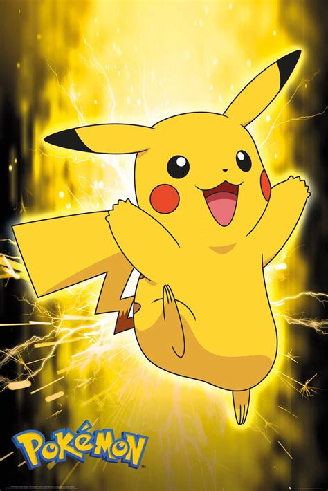 The Pikachu Is Flying Through The Air With His Arms Out And Eyes Wide Open