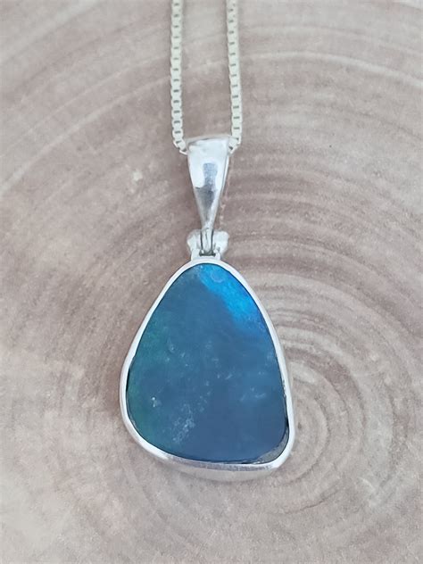 Blue Opal And Sterling Silver Pendant Etsy