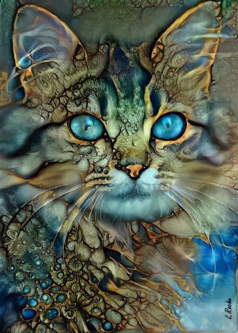 Catty Cat Mix Media 70x50 Cm Painting By Lroche Artmajeur