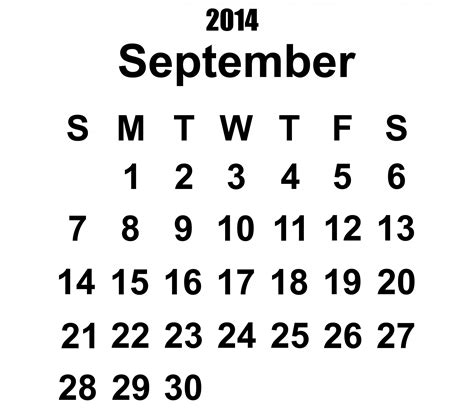 2014 Calendar September Template Free Stock Photo Public Domain Pictures