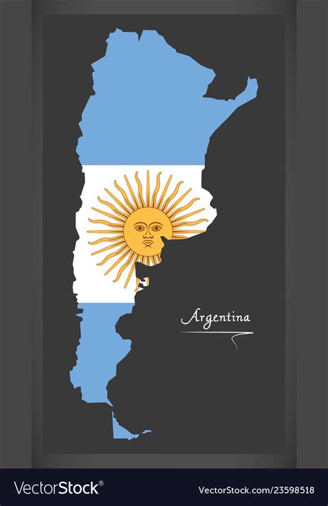 Argentina Map With Argentinian National Flag Vector Image
