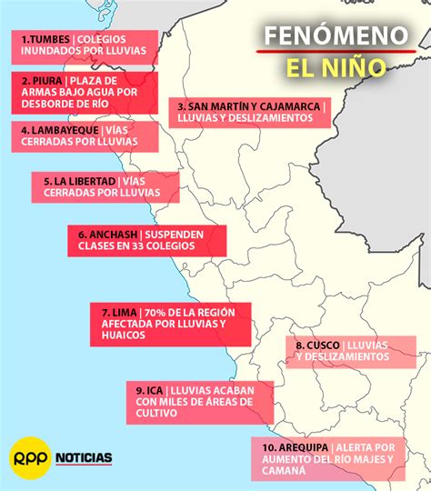 Infografía Mapa De Las Consecuencias Del Fenómeno El Niño En Perú