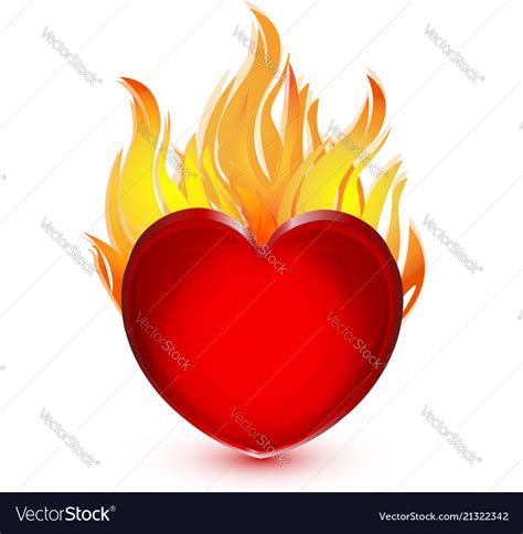Heart In Fire Flames Icon Logo Royalty Free Vector Image