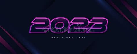 Happy New Year 2023 Banner With Futuristic Concept And Colorful Neon