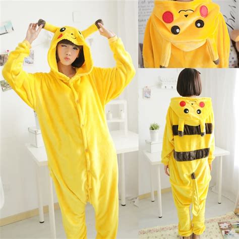 New Adult Women Pikachu Onesies Men Pokemon Cosplay Pajamas Pyjama