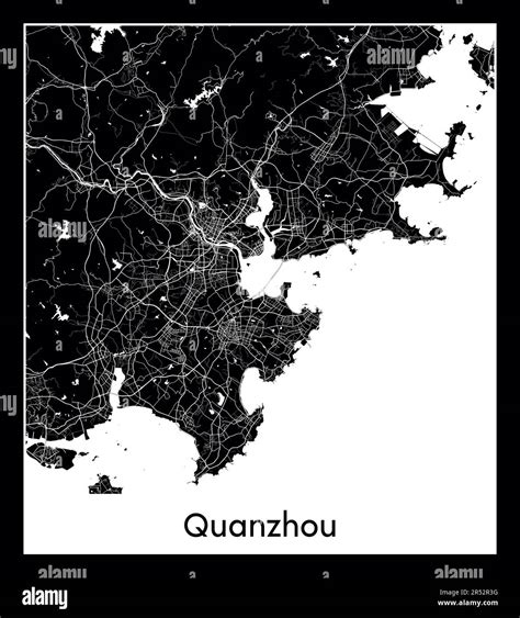 Minimal City Map Of Quanzhou China Asminimal City Map Of Quanzhou