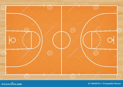 Basketball Court Floor With Line On Wood Pattern Texture Background