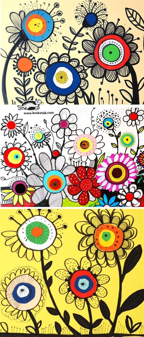 Des Fleurs Flower Drawing Flower Art Elementary Art