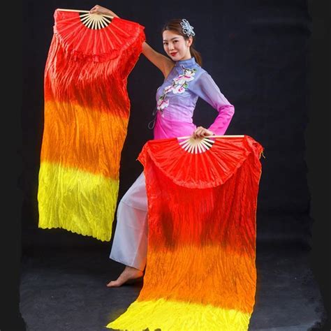 Dance Fire Flag Long Silk Fans Bamboo Veils Handmade Worship Praise