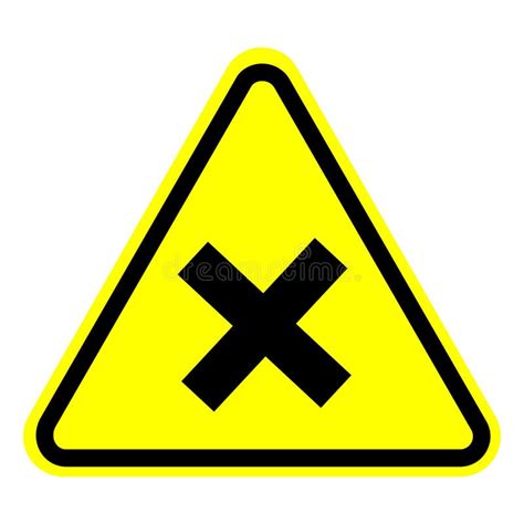 Black Cross In Yellow Triangle Warning Road Signs Vector Illustration